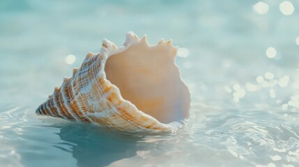 Seashell in shallow, sunlit water.