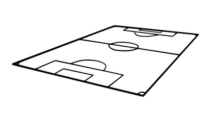Hand-drawn simple football field layout illustration. Featuring basic field markings, goals, and center line in a clean, sketch-style design. Perfect for sports, education, and creative projects