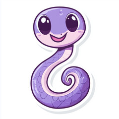 A Whimsical Purple Snake Sticker with Friendly Expression and Simple Design for Digital Use
