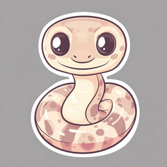 A Set of Four Cute Snakes in Different Colors (Green, Purple, Brown) for Simple Sticker Design