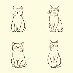 Obraz premium A Collection Of Cat Silhouette Line Art