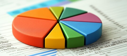 Obraz premium Vibrant 3D Pie Chart Illustrating Financial Performance, Market Segmentation, and Business Analytics