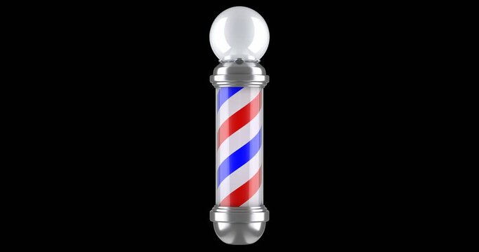 Rotation of barber shop pole light - 3D animation seamlessly loopable isolated on transparent background
