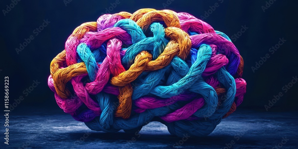 Aufkleber colorful brain made of strings