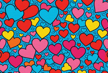 Valentine's Day card design. Illustration with oil paint. Pattern for printing on wall decorations, covers, wallpapers