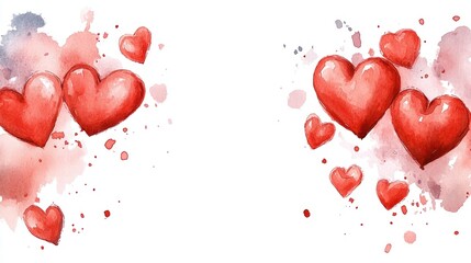 Create romantic watercolor valentine’s cards featuring text space for personalization