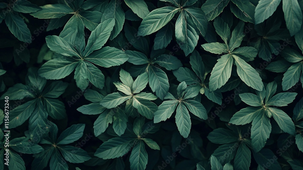 Poster dark green leaves creating natural background texture with beautiful foliage pattern