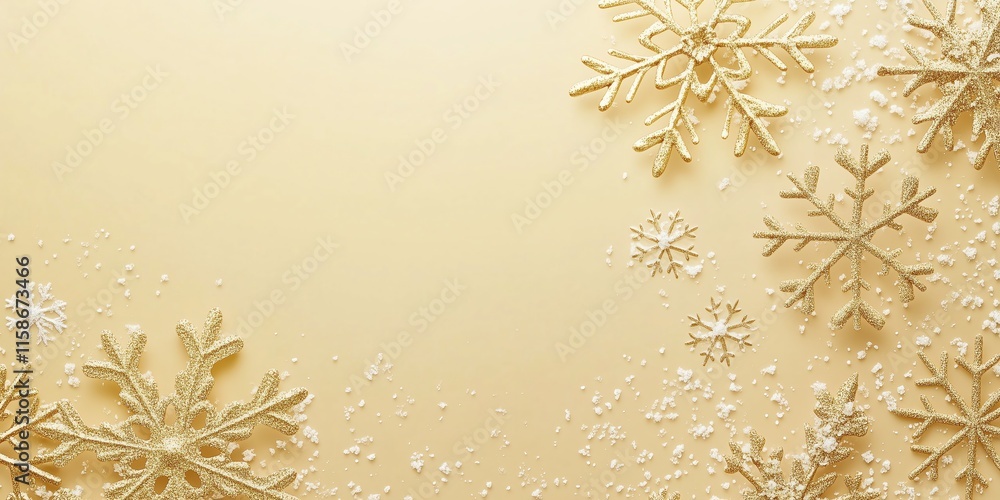 Poster low-relief snowflakes layered on a matte white background, creating a simple yet dimensional aesthet
