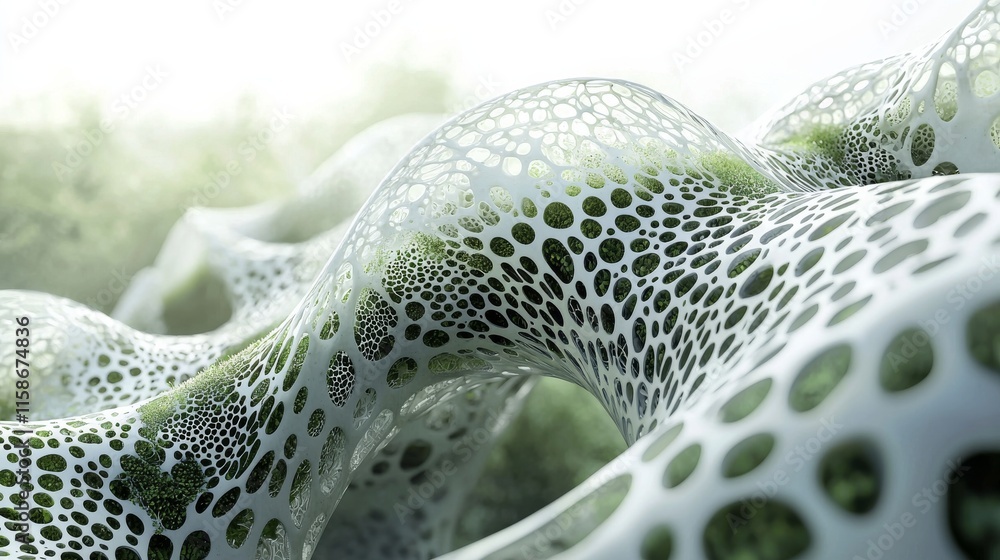 Aufkleber a close-up image showcasing an intricate, organic structure with a mesh-like appearance, blending te