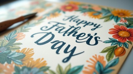 A close-up image of a Father's Day card featuring a heartfelt message and decorative elements, highlighting the personal touch and sentiment behind celebrating fathers on their special day.