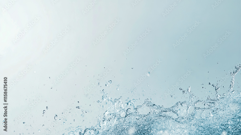 Poster waves of water splash against a smooth surface under bright light creating an energetic and refreshi