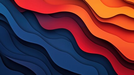 Obraz premium 3d, background, abstract, render, illustration, waves in bright red orange and blue layers