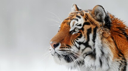 Obraz premium A tiger is standing in the snow with its head up