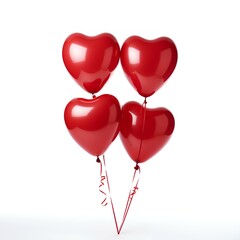 red heart shaped balloons isolated on white background with shadow. heart shaped blow up balloon for Valentine's Day isolated on white bg. red balloon full of love