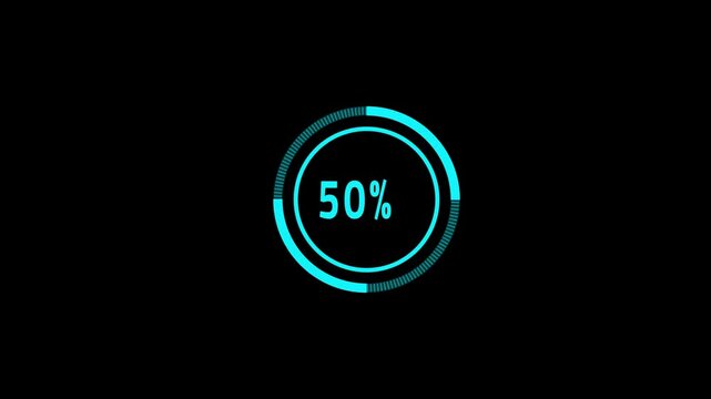 circle Loading bar animation with counting from 0 to 100%. Loading circle animation on Black background, loading bar 4k video, Loading bar concept, Digital Creative Loading bar, Abstract loading icon