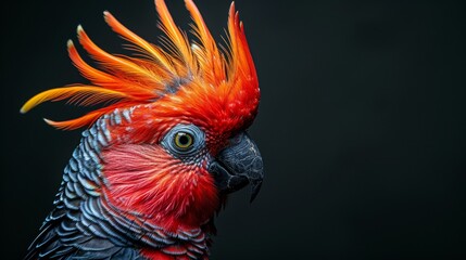 Fototapeta premium A parrot with a red head and black body