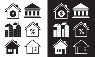 Pack of minimalist houses, Web home icon for apps and websites, House icon set.