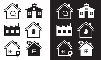 Stay home social icon, Home icon thin outline vector set.