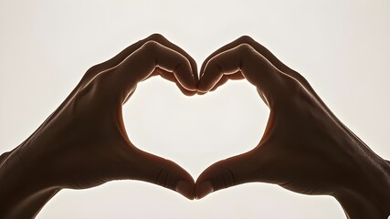 Fototapeta premium heart shaped image with male hands on white wall background