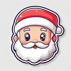A Playful and Adorable Santa Claus Sticker with Big Eyes and Simple Cartoon Style for Digital Christmas Projects