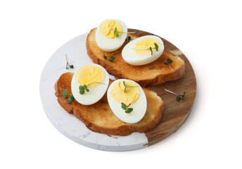 Sandwiches with hard boiled eggs isolated on white