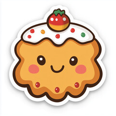 A Fun and Cute Gingerbread Cookie Sticker with Holiday Accents and Playful Expression for Christmas Use