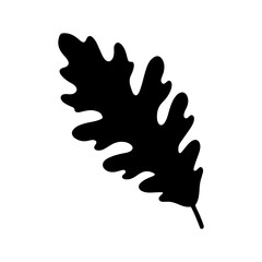 Fototapeta premium Black one oak leaf silhouette vector illustration design on white background.