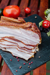 large piece of ham cut in slices