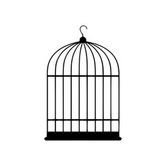 Empty bird cage silhouette icon vector illustration design on white background.