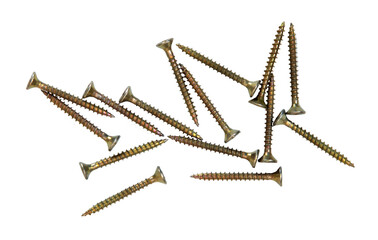 Self-tapping screws on a white isolated background close-up