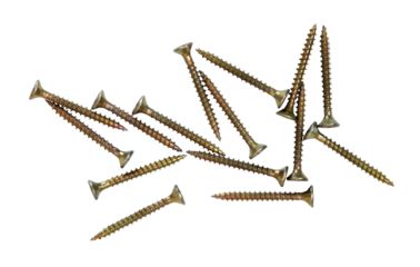 Self-tapping screws on a white isolated background close-up