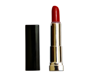 Red lipstick with open cap isolated close-up