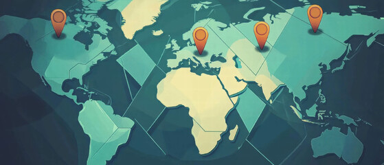 Career path exploration with a world map and location pins indicating opportunities