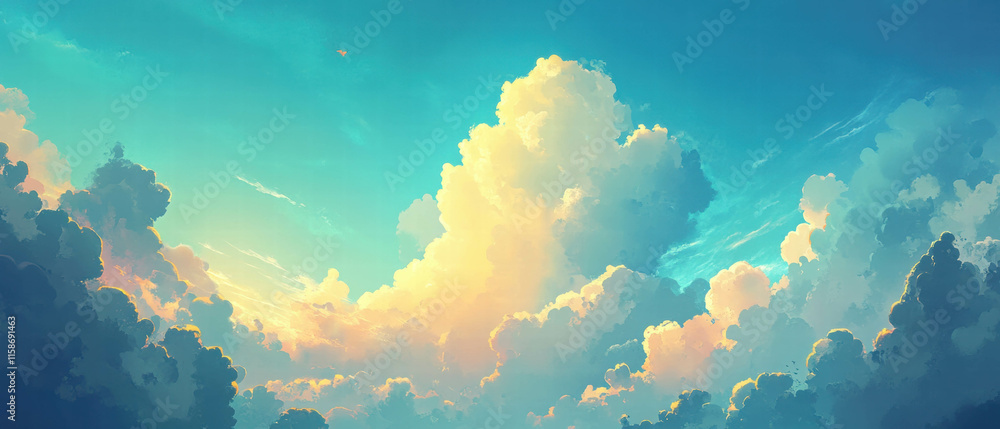 Poster cloudy sky with a small patch of blue offering a serene backdrop for creative projects