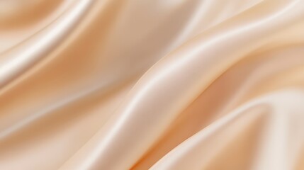 A close-up view of soft, peach-colored satin fabric, showcasing its smooth texture and elegant drape.