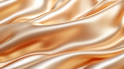 Fototapeta premium A close-up of luxurious, shimmering satin fabric in soft golden hues, showcasing its smooth texture and elegant drape.