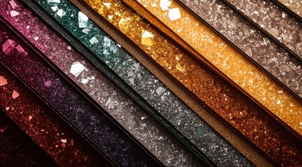 A color palette of various colors and shades of solid vinyl planks, with some being slightly angled to showcase different angles. 