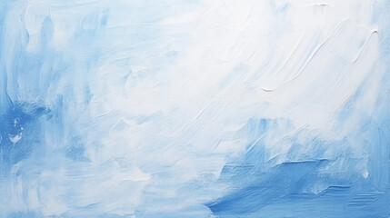 Blue and white acrylic painting brush stroke banner. Background design of fractal paint and rich texture on the subject of imagination, creativity and abstract art element.