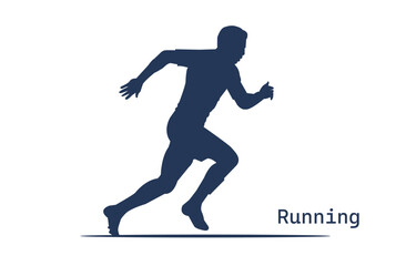 Vector silhouette illustration depicting an active man running energetically
