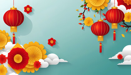 Red Lanterns and Paper Flowers - a Festive Chinese New Year Design