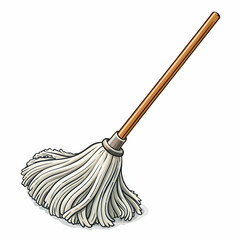 Hand-Drawn Mop Clipart in Cartoon Style