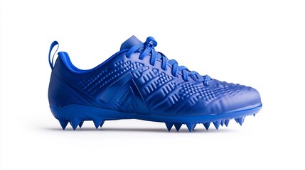Vibrant Blue Rugby Boot Product Photo: Close-up View Against Clean Background. AI Generated