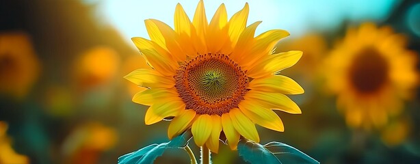 Obraz premium Bright Sunflowers in a Golden Summer Field