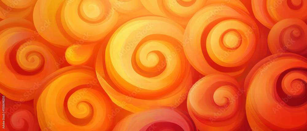 Poster Spiraling patterns in vibrant orange and red hues create a mesmerizing background design