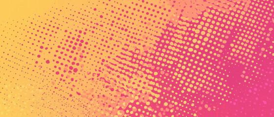 Bright vector background featuring pink and orange halftone squares for artistic designs