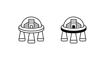 Space Colony icon design with white background stock illustration