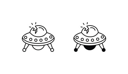 Spaceship Crash icon design with white background stock illustration