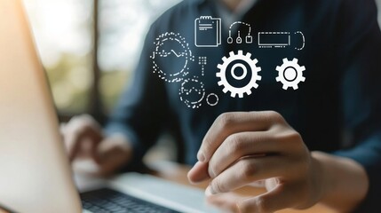 businessman working with computers service Quality assurance, Guarantee, Standards, ISO .