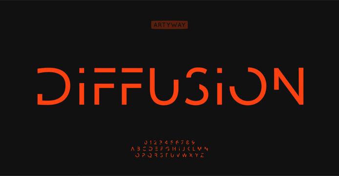 Cutouts futuristic alphabet, fragmented minimalist letters, stylized innovative font for tech modern logo, headline, contemporary typography, modern typographic design. Vector typeset