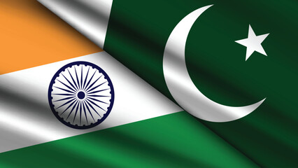 High Quality background with Two Flags of India and Pakistan